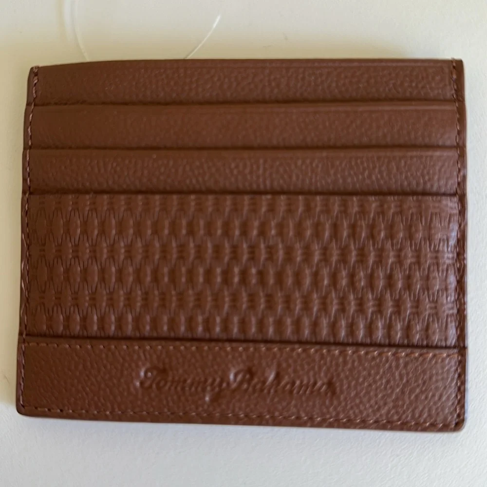 New Tommy Bahama Rich Brown Leather Card Holder